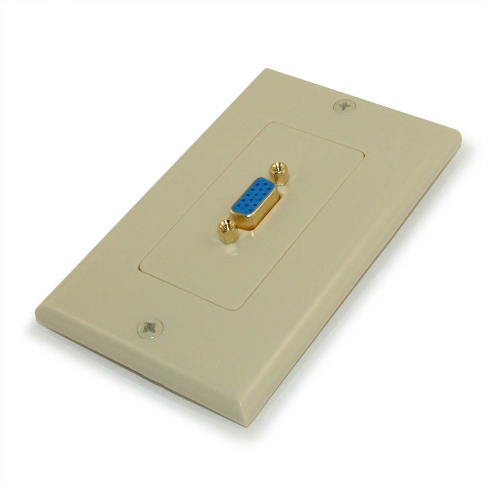 Wallplate: VGA Female/Female 1 Port  Gold Plated  Ivory