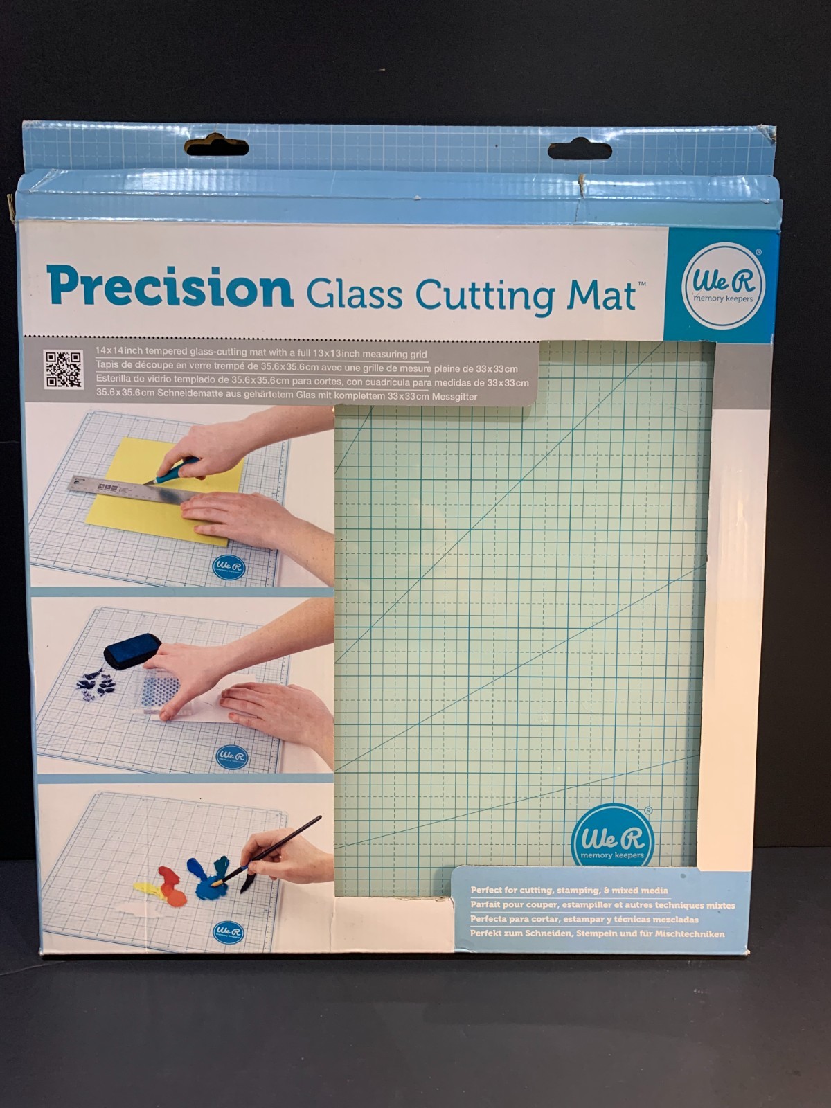 WE R MEMORY KEEPERS Precision Glass Cutting Mat – 14" x 14" (Blue) Sturdy Crafts