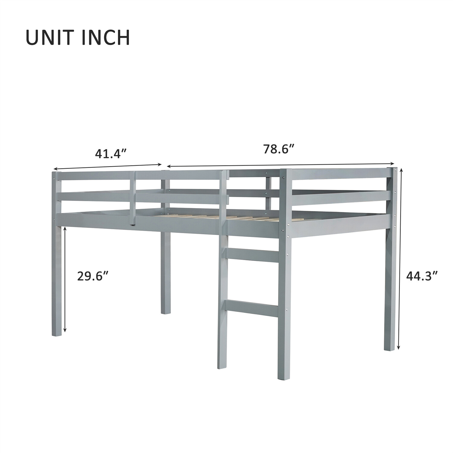 Twin Size Wood Loft Bed Frame Wood Bed Frame White/Grey/Espresso