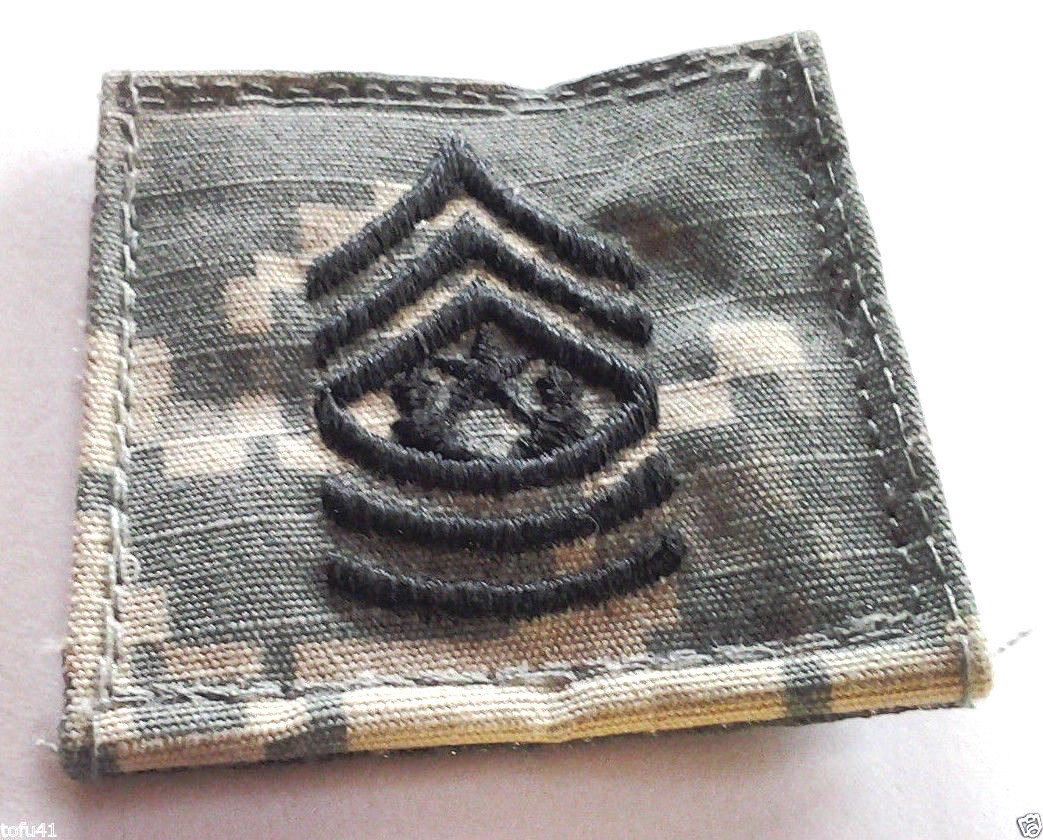 1 PAIR U.S ARMY COMMAND SERGEANT MAJOR RANK TABS ACU WITH HOOK BACK 100604 HO