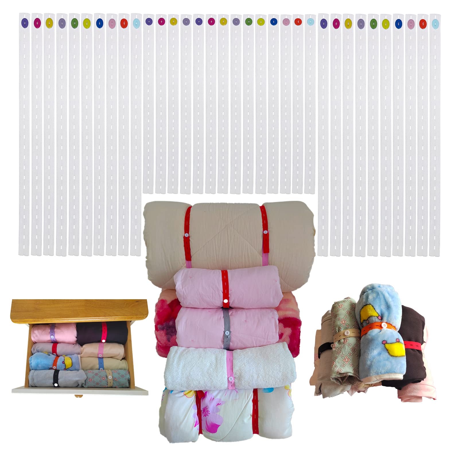 ,100Pcs Elastic Band with Button & Buttonholes, Stretchable, Adjustable Roll-...