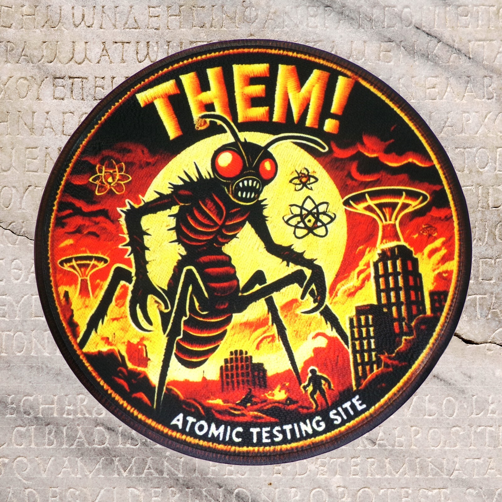 Them! Classic Horror Patch - Sci-Fi Monster Movie Iron-On Applique, Atomic Test
