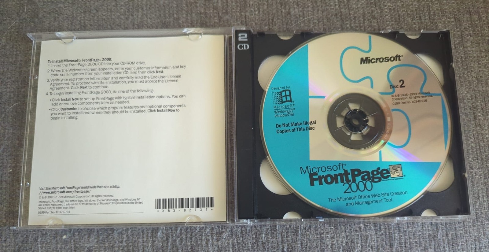 Microsoft FrontPage 2000 Upgrade Edition CD Web Design Tool for Windows