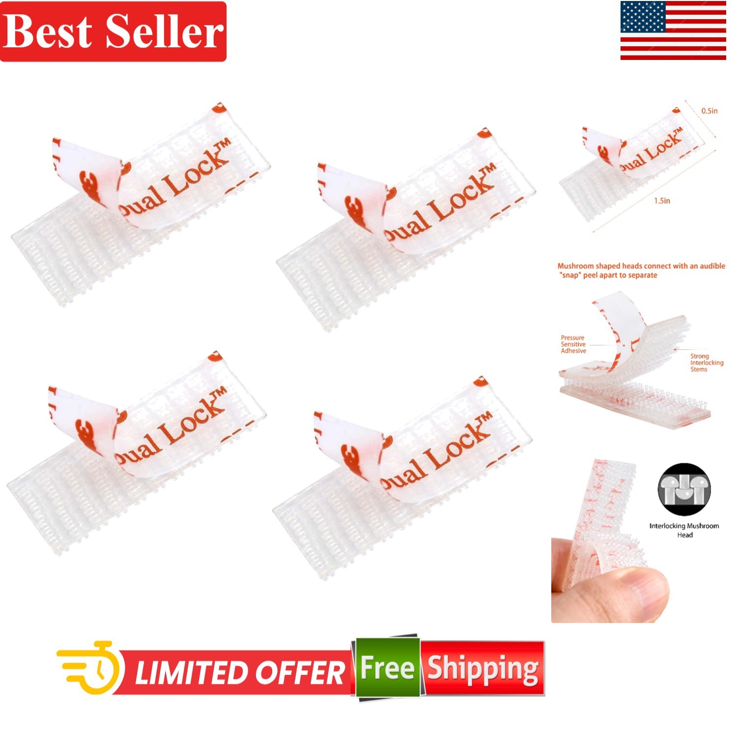 Toll Pass Mounting Kit 4 Pcs Adhesive Dual Lock Fastener Compatible With EZ P...