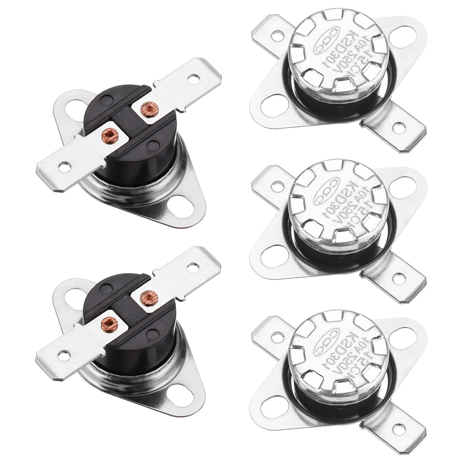 5PCS Temperature Control Switch Thermostat KSD301 15°C 10A NO 6.3mm Pin Bakelite