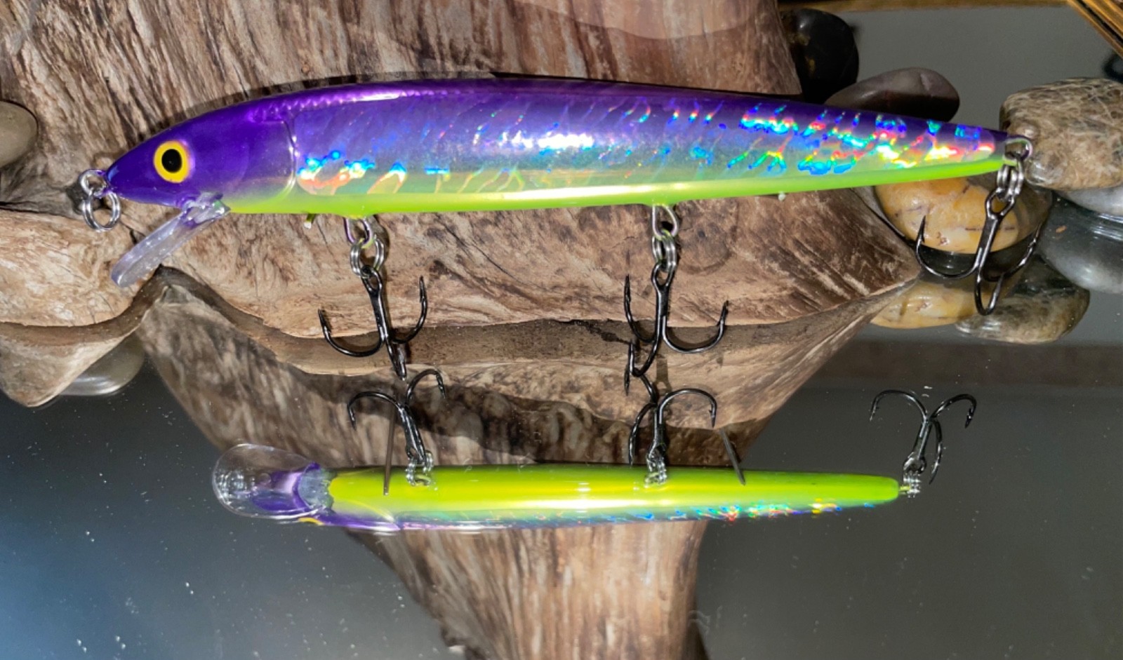 Custom Painted Rapala Husky Jerk 14, HJ14 lure walleye bass Purple Nana
