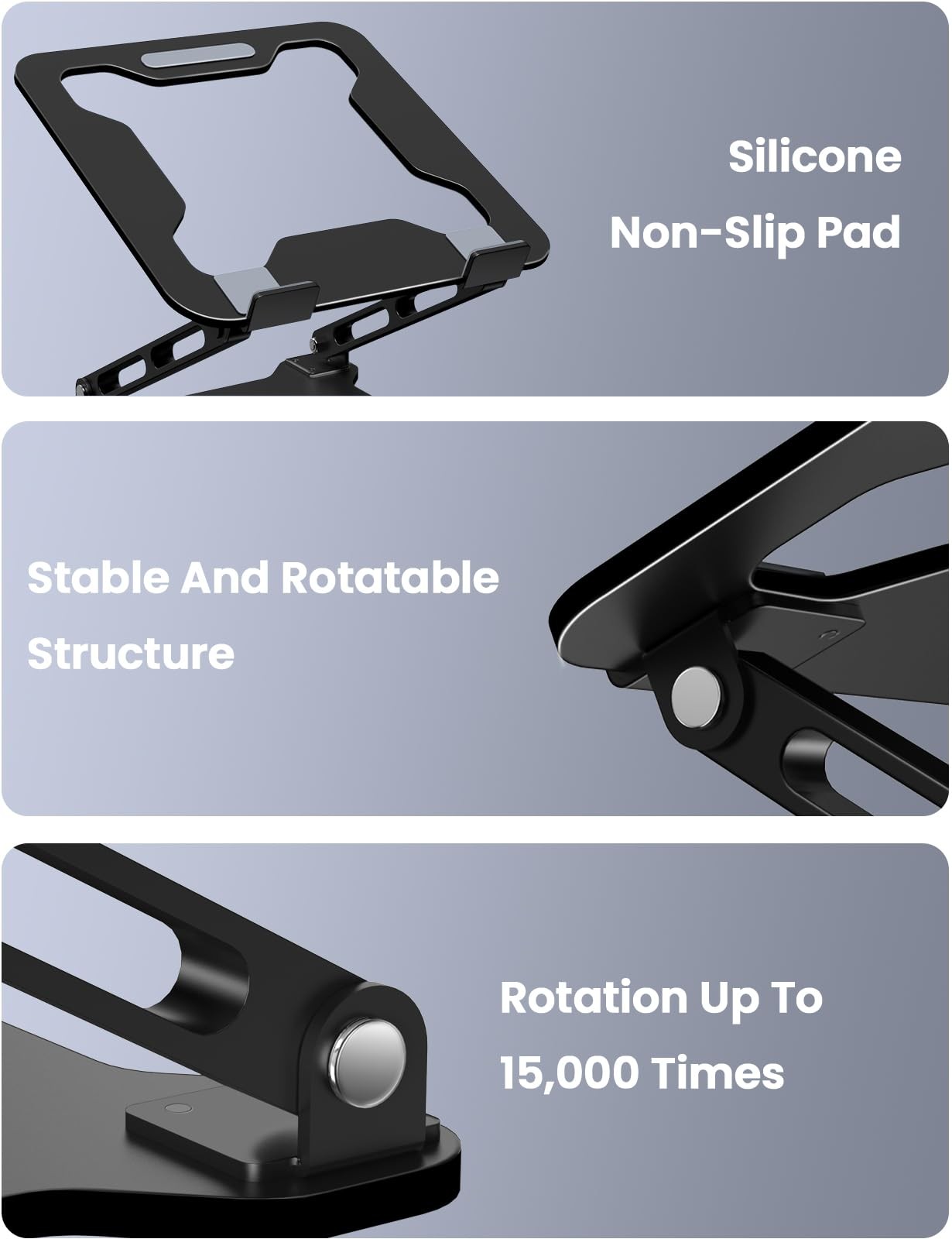 Adjustable Metal Foldable Laptop Stand Riser Fits 1015.6 Inch Notebooks