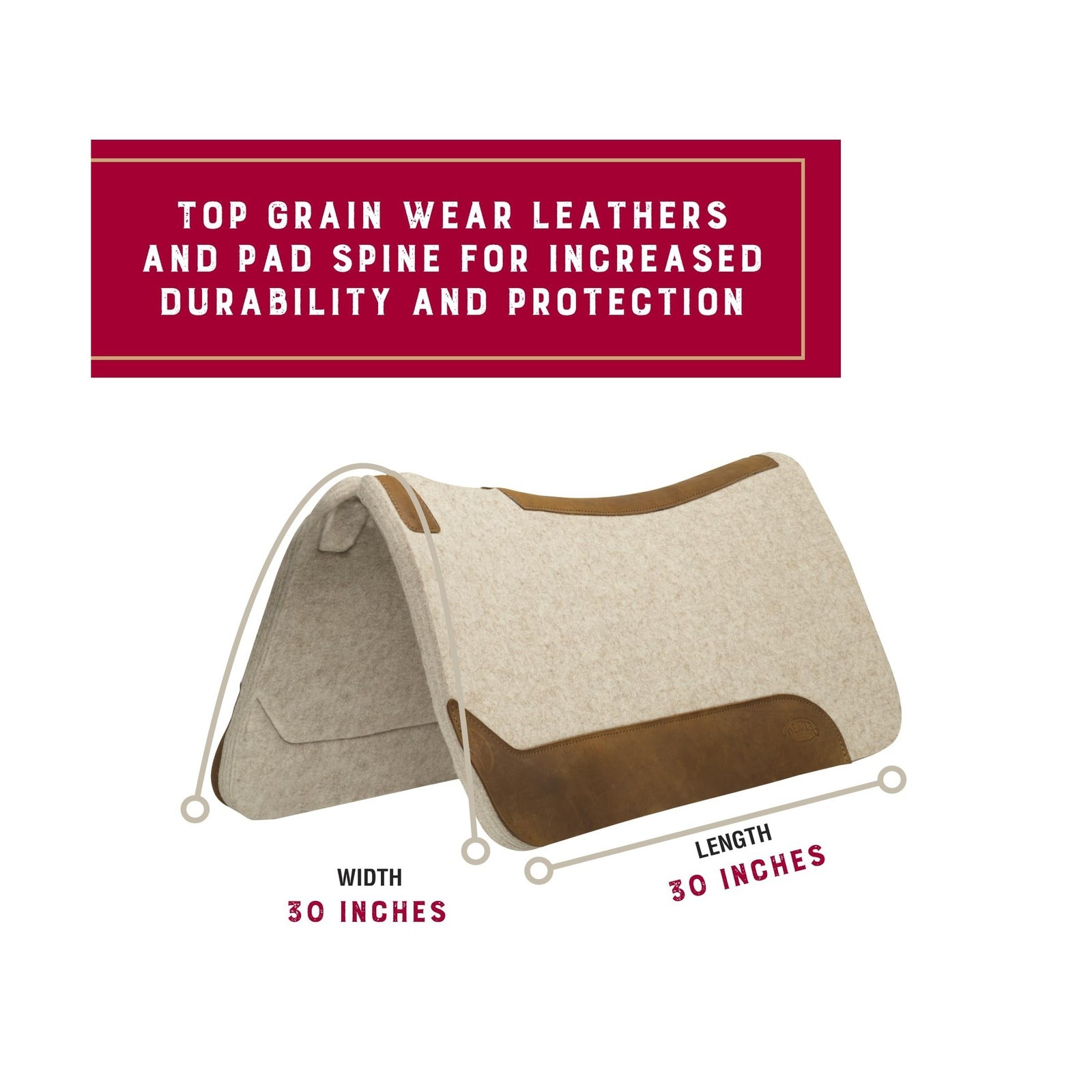 Weaver Equine 30" x 30" Contoured Wool Blend Felt Horse Saddle Pad, Shock Abs...