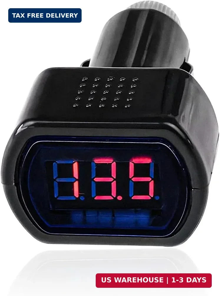 Car LED Cigarette Lighter Voltmeter, DC 12V-24V Vehicle Cigarette Lighter Digita