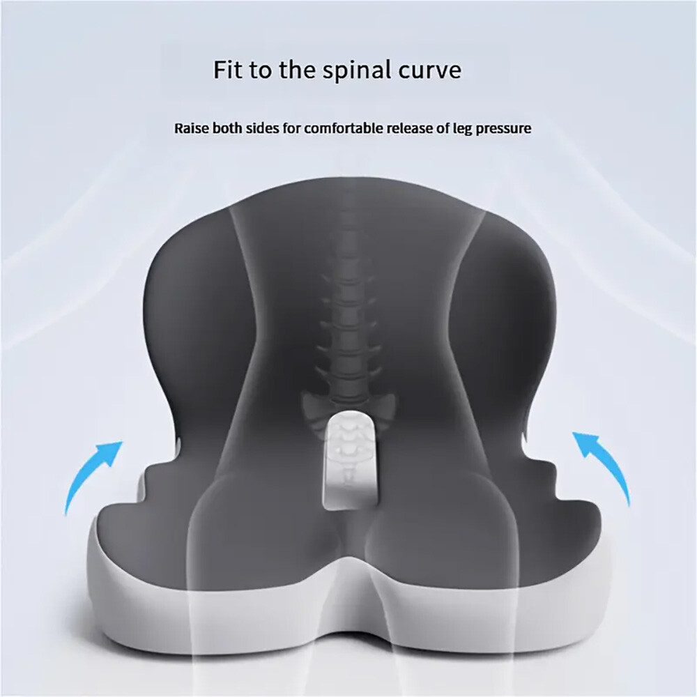 Memory Foam Seat Cushion w/Lumbar Support Pillow for Back & Sciatica Pain Relief