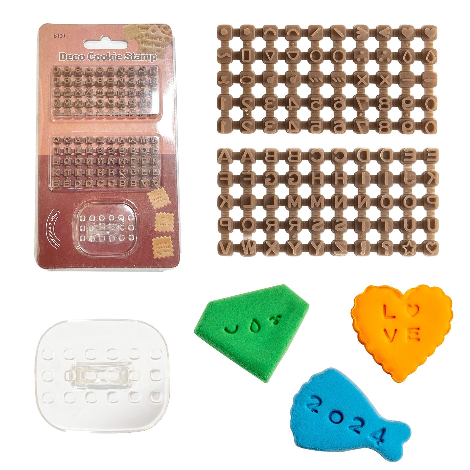 DIYOOHOMY Letter Stamps for Clay, Alphabet Number Pottery Stamp Set S, Brown