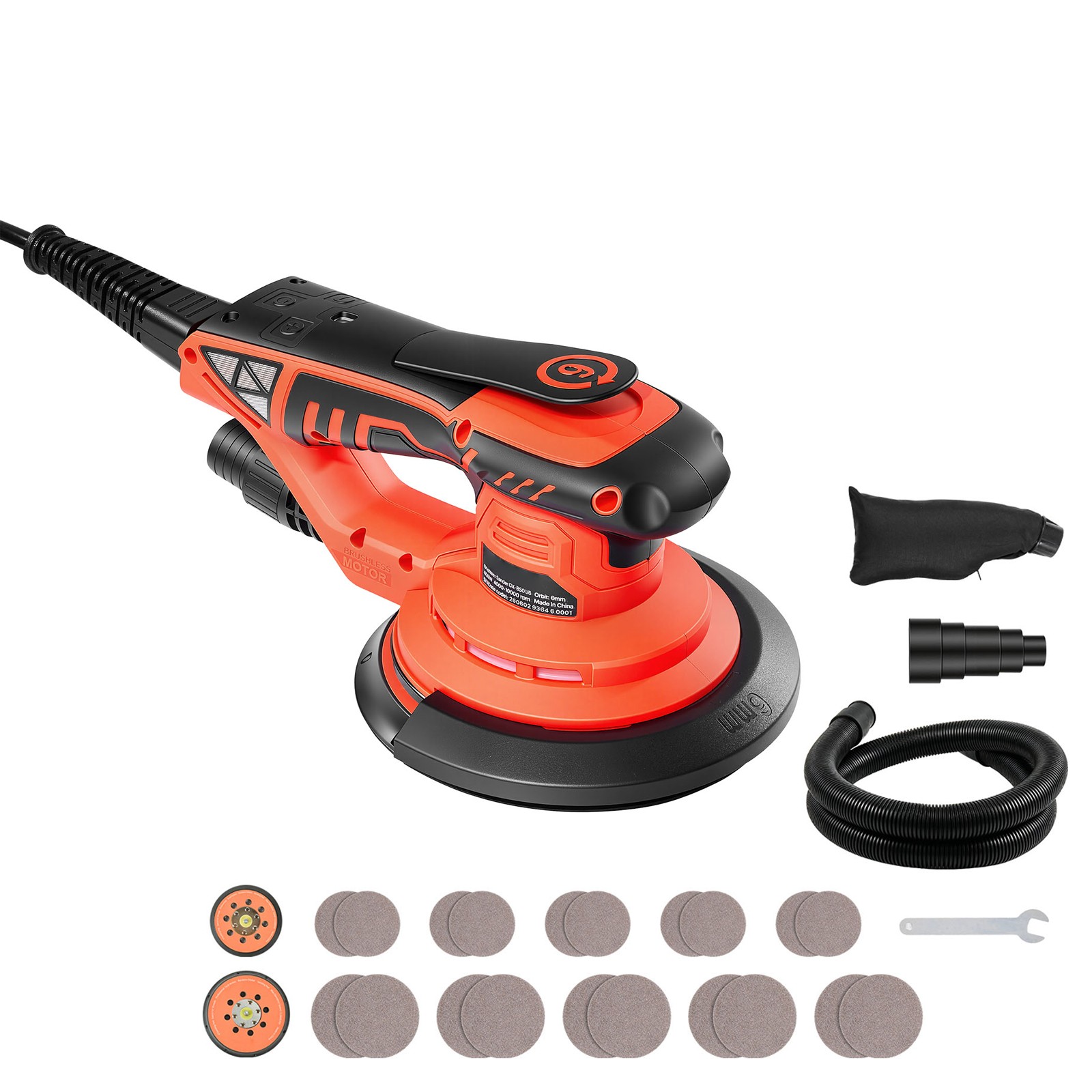 Uimoso 5&6-Inch Random Orbital Sander, 400W Brushless Motor, 7 Adjustable Speeds