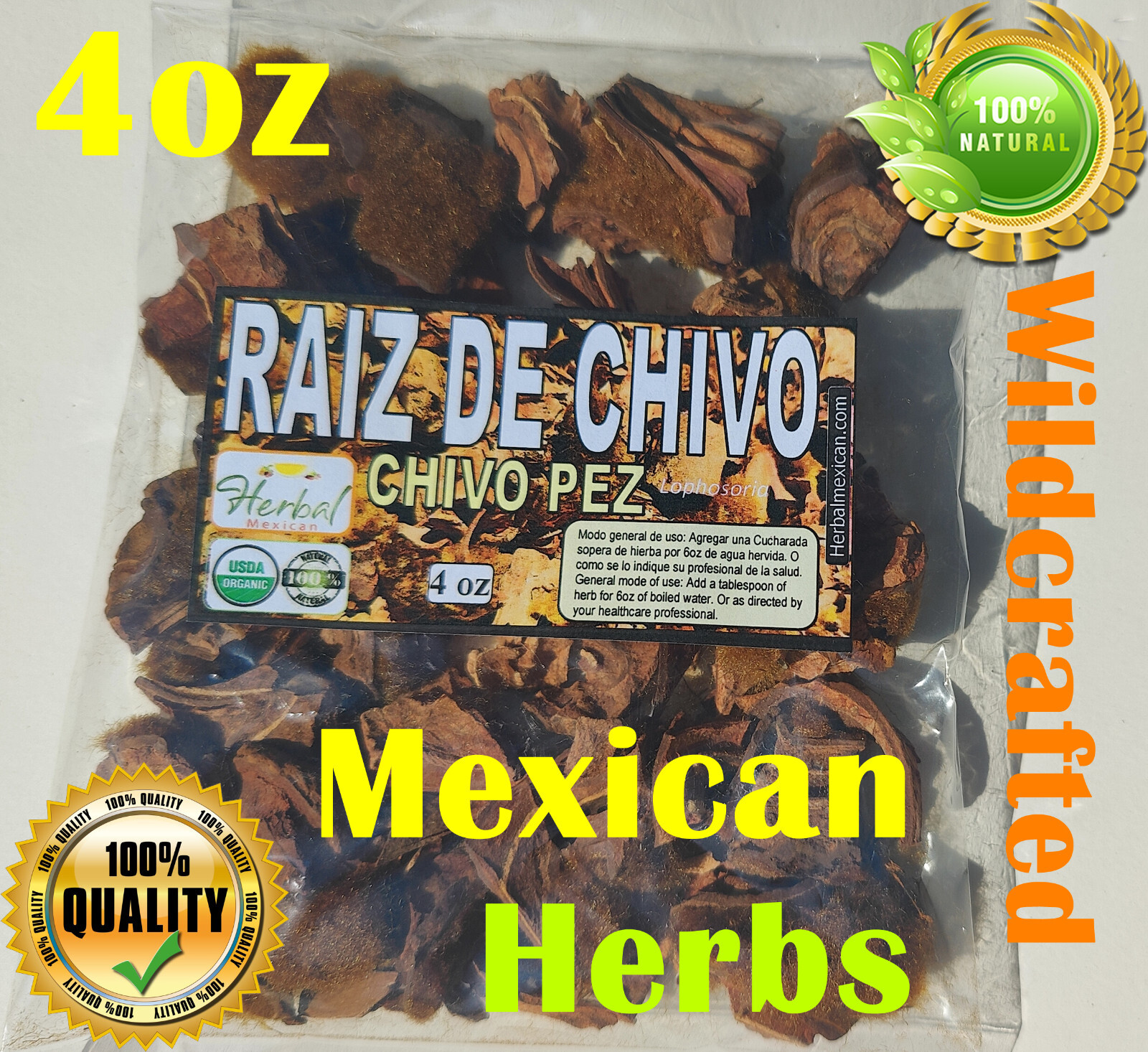 4oz Raiz de chivo, Chivo pez corteza, raiz de chivo pez, cabeza de chivo hierba