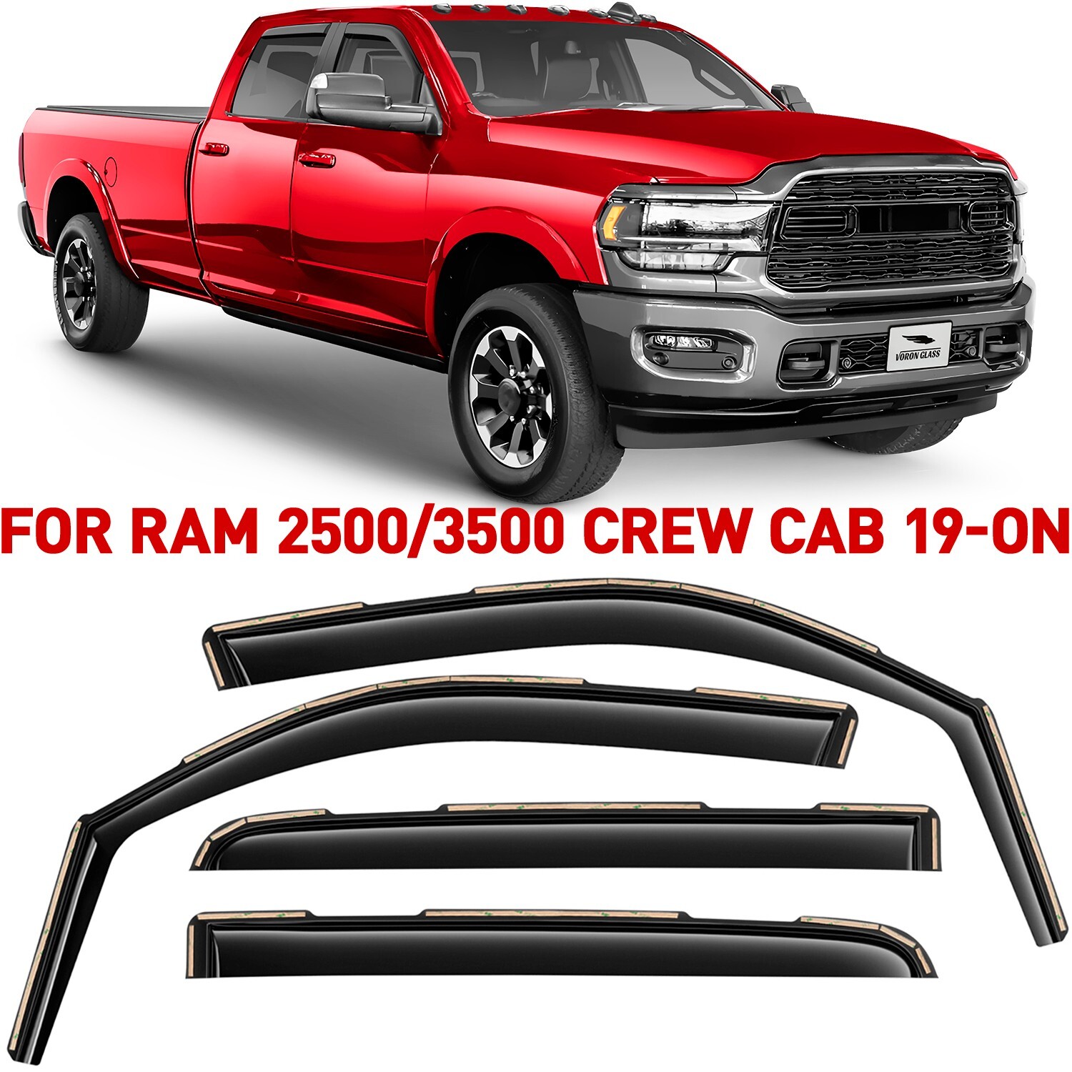Rain Guards Vent Visors Shade for 2019-2024 Dodge RAM Crew Cab