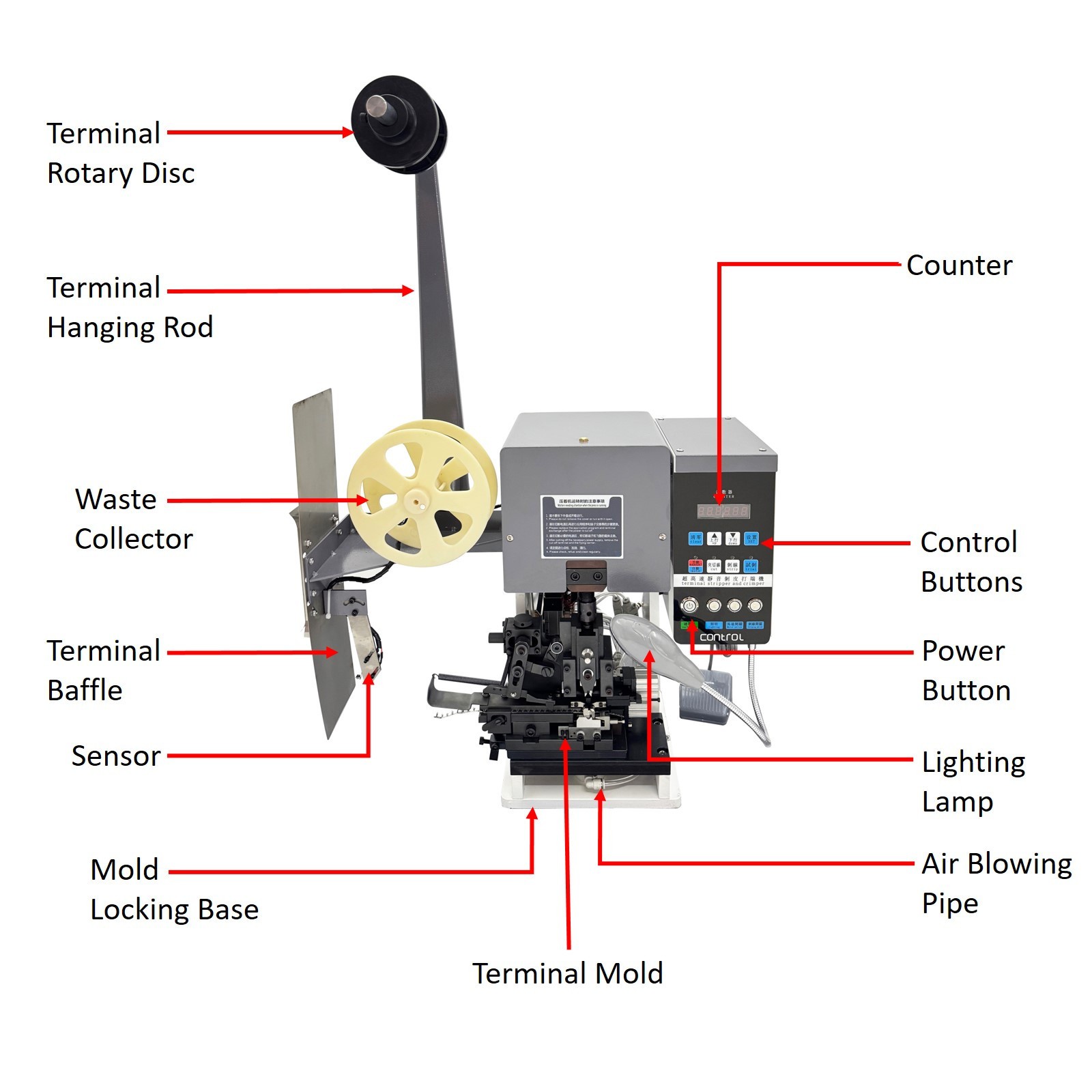 220VAutomatic Wire Stripping and Terminal Crimping Machine1.5T Crimping Capacity