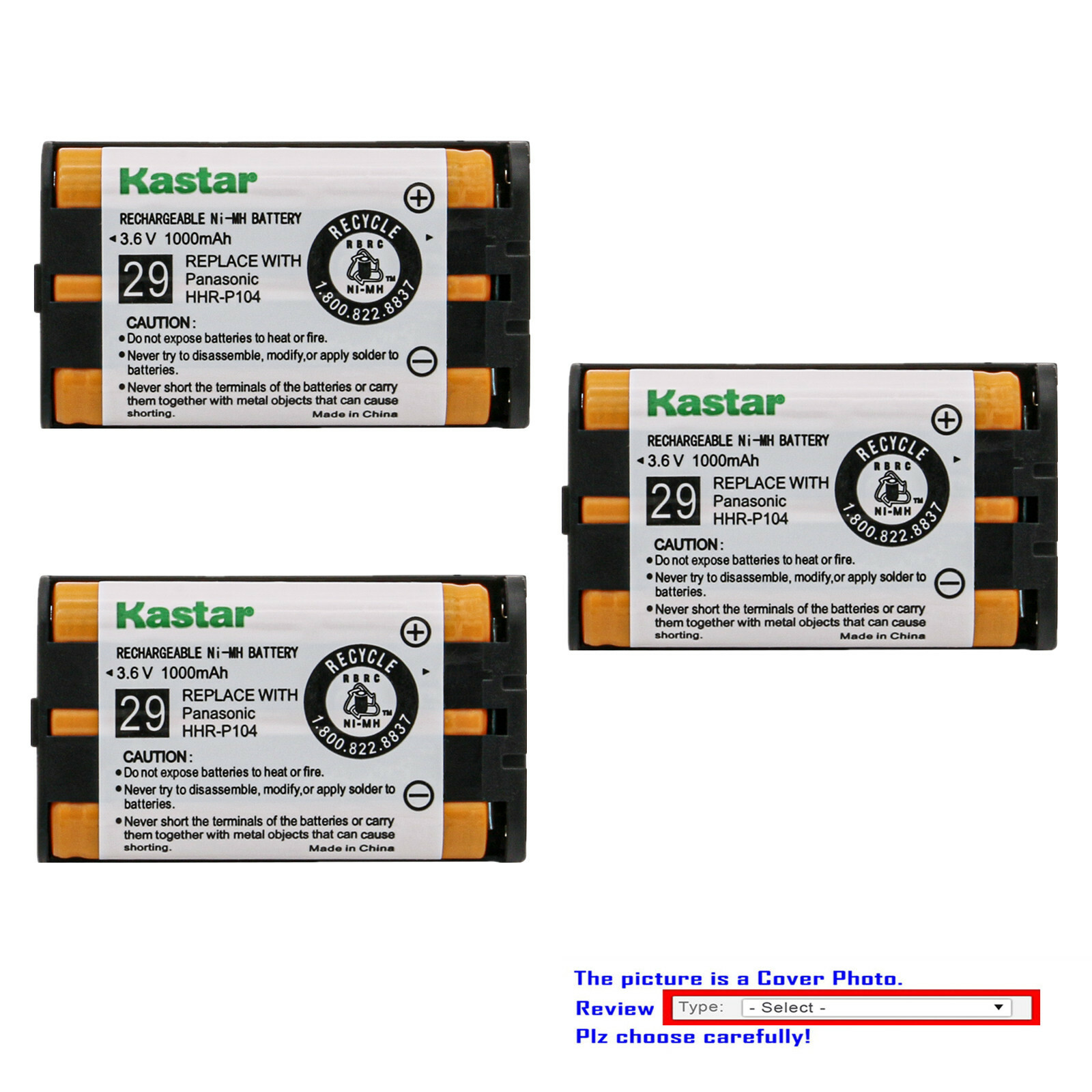 Kastar HHR-P104A Battery for Panasonic KX2303 KX2312 KX2313 KX2322 KX2335 KX2336