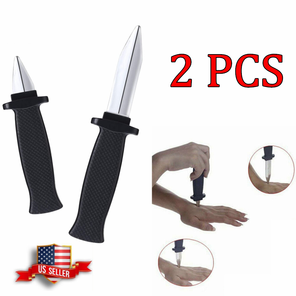 2 PCS Retractable Dagger Knife Prank Toy Halloween Party Props Trick USA Stock