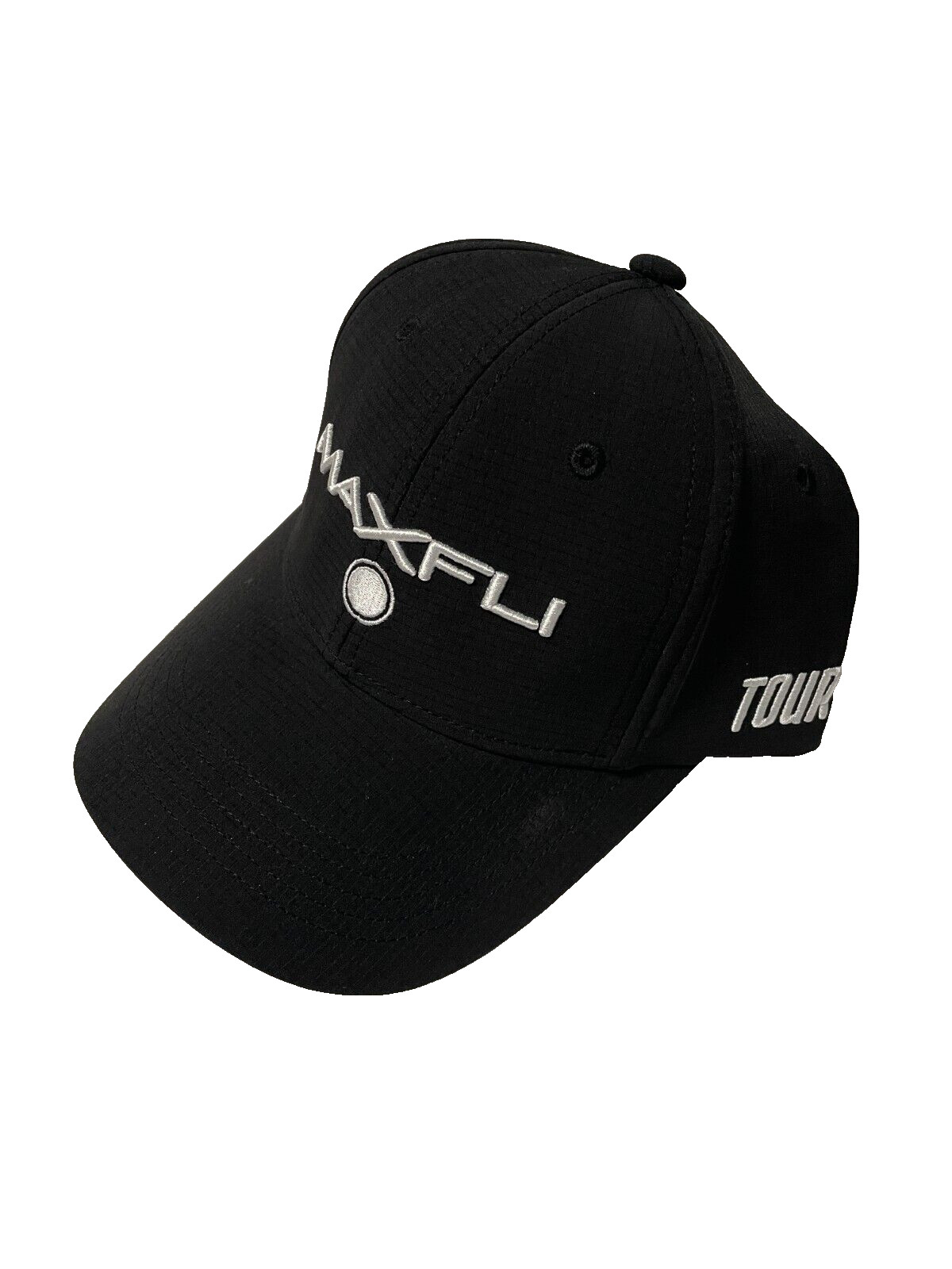 Maxfli Golf Hat Mens Adjustable Breathable 3D Logo Tour Cap Black White