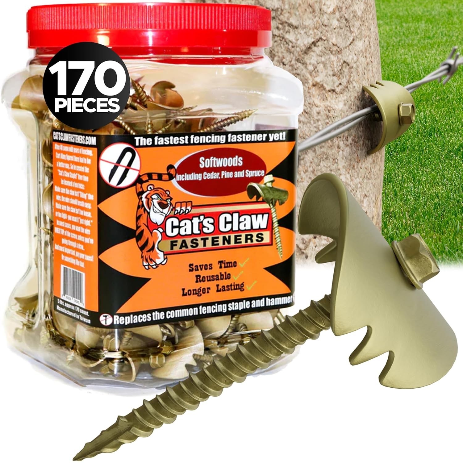 Cat's Claw Fasteners for Soft Woods Fencing 170 Count w/ Hex Driver New