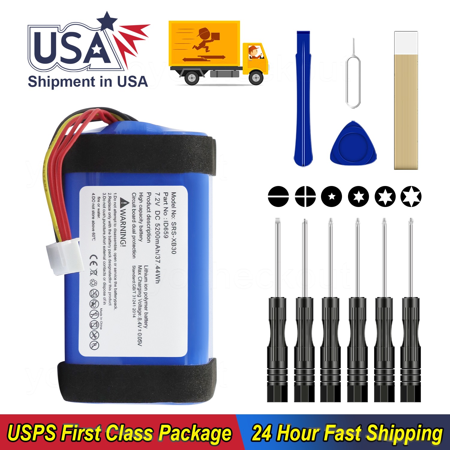 For Sony SRS-X30 SRS-XB3 SRS-XB30 SRS-XB40 SRS-XB43 Speaker ID659 Batter 5200mAh