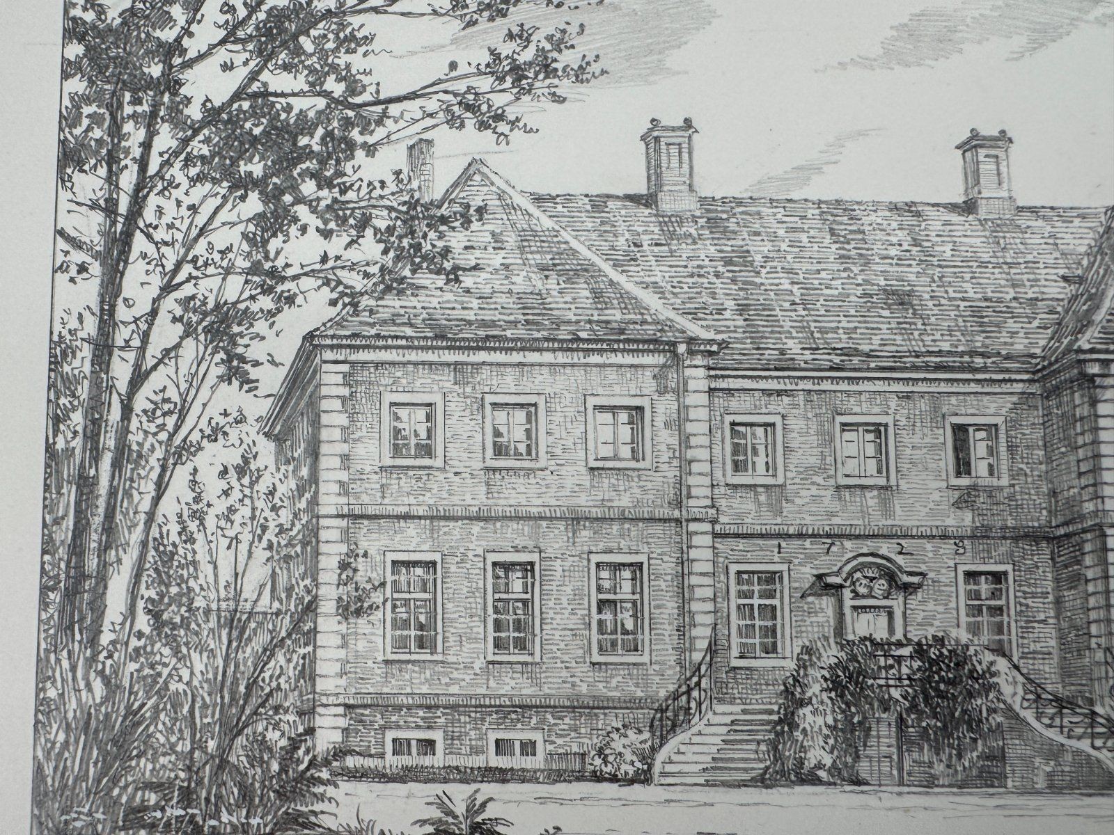 * HEINZ WEHLISCH DRAWING HOUSE ALTENKAMP ASCHENDORF VIEW SIGNED