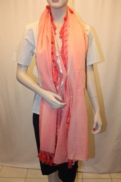 NEW BCBG MAXAZRIA SILK PINK TASSEL SCARF SIZE OS