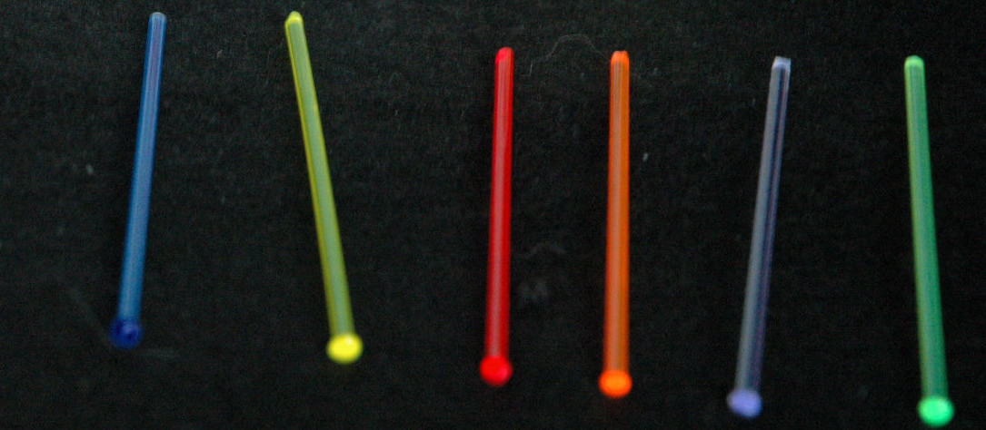 4 x 1.5" rods of Fiber Optics 1.5 mm/.060 inch Super Bright neon sights ROYG