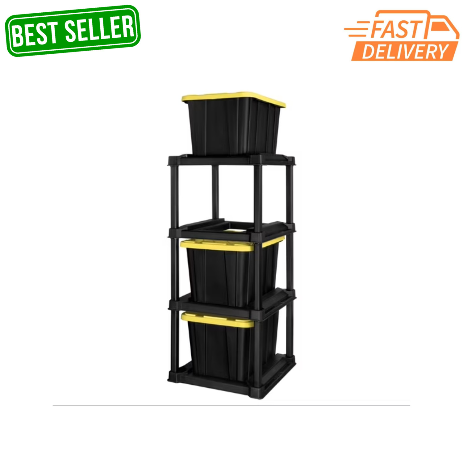 4-Tier Tote Rack Vertical No-Stacking Design For 27 Gallon Totes Organizer