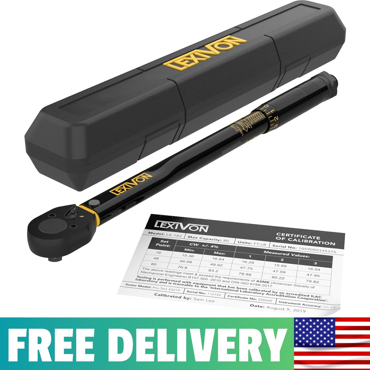 3/8-Inch Drive Click Torque Wrench 10~80 Ft-Lb/13.6~108.5 Nm