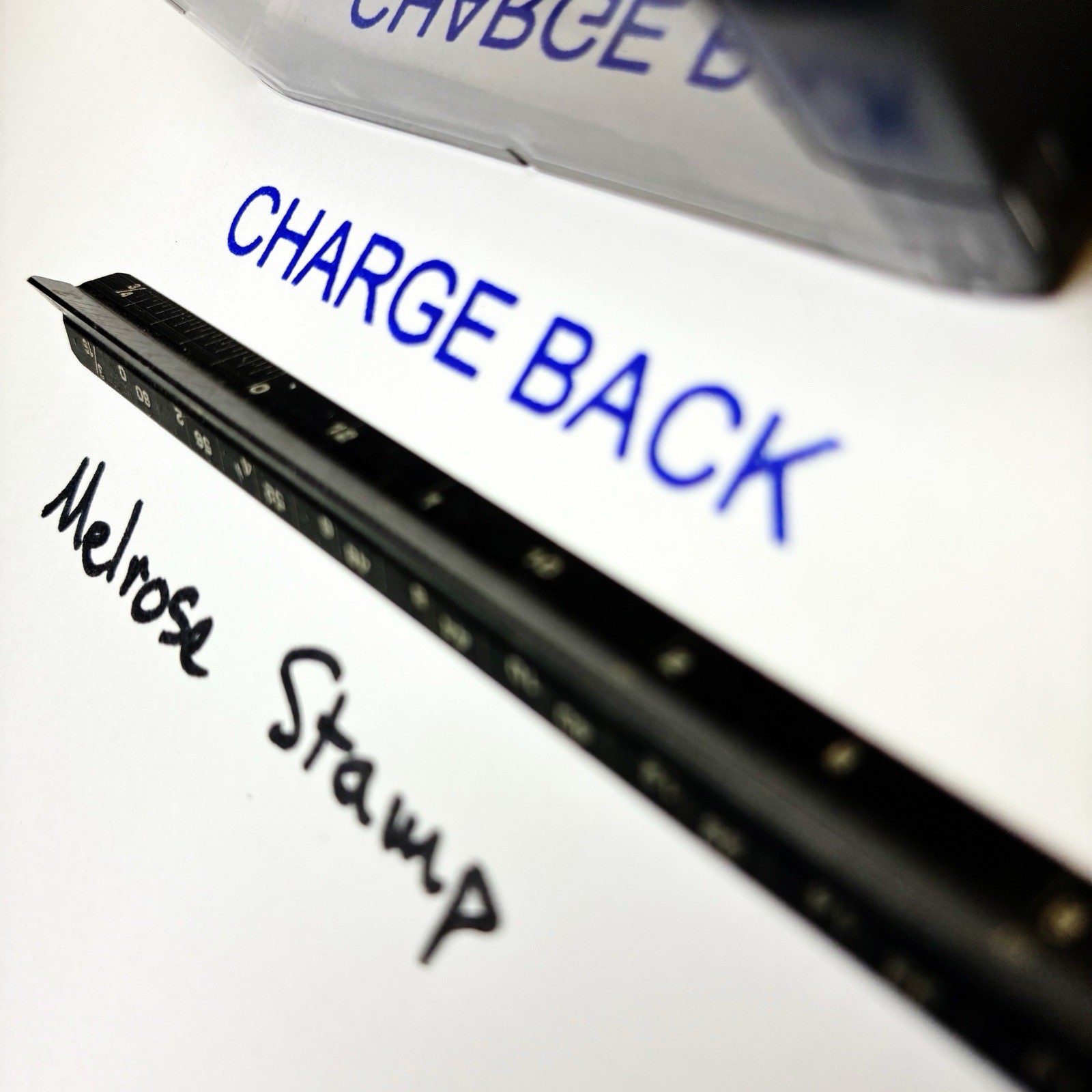 Charge Back Rubber Stamp Blue Ink Self Inking Ideal 4913