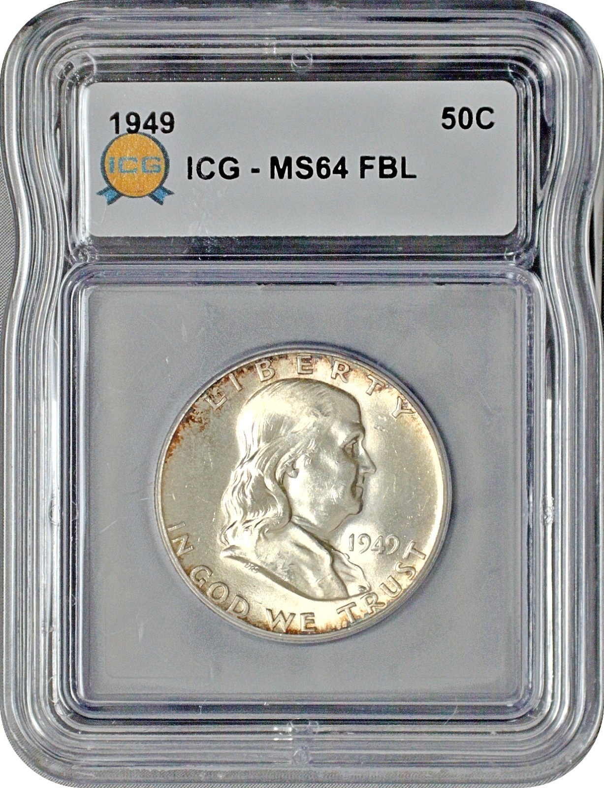 1949 Franklin Half Dollar 50C ICG MS64 FBL Choice Uncirculated Full Bell Lines