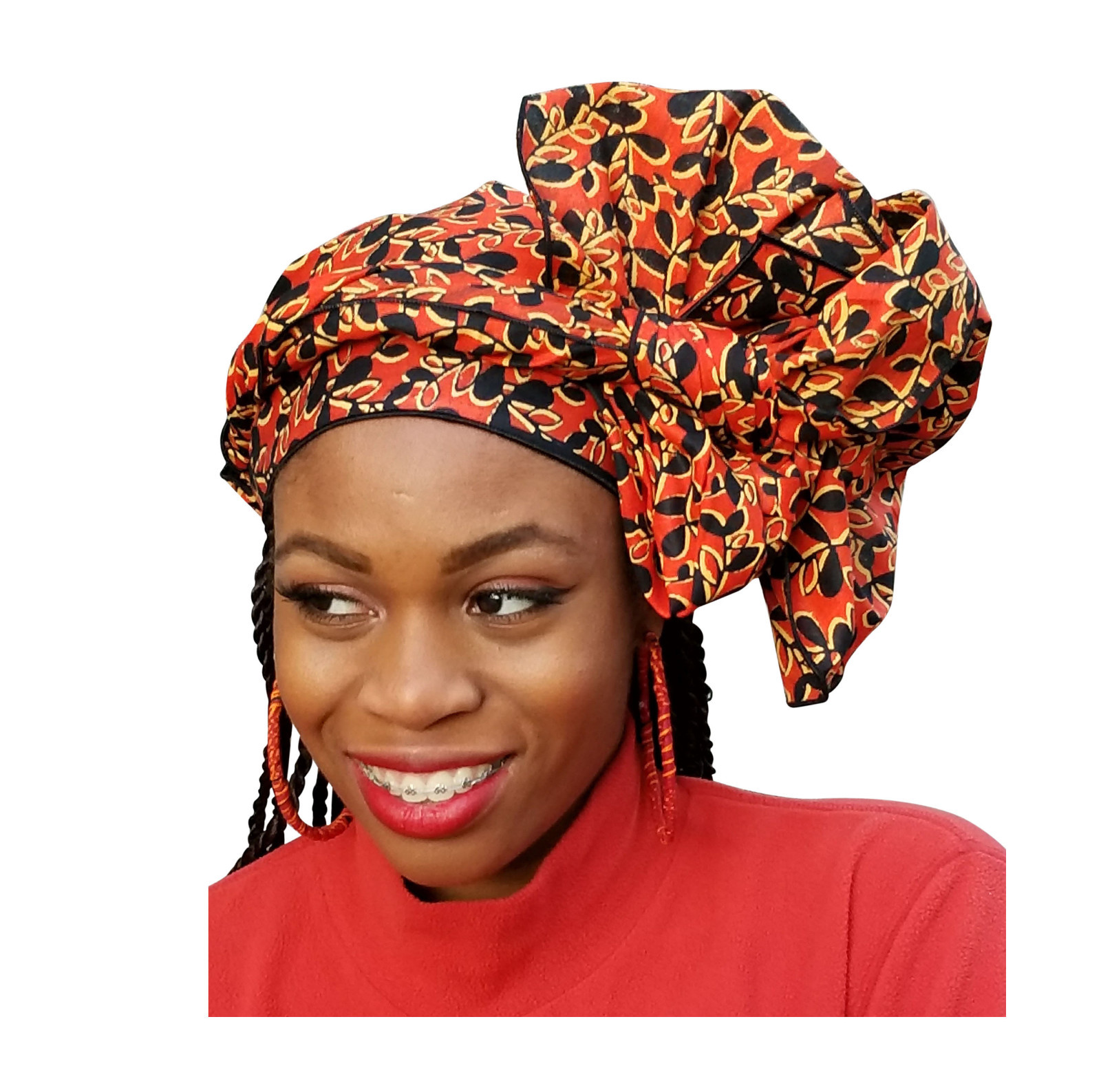 Orange African Print Ankara Head Wrap One Size DP3844H