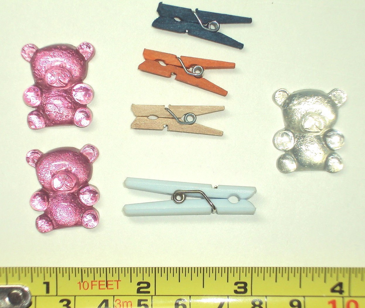 Mini Pink and White Bears, Paperclips, Accents, Scrapbooking