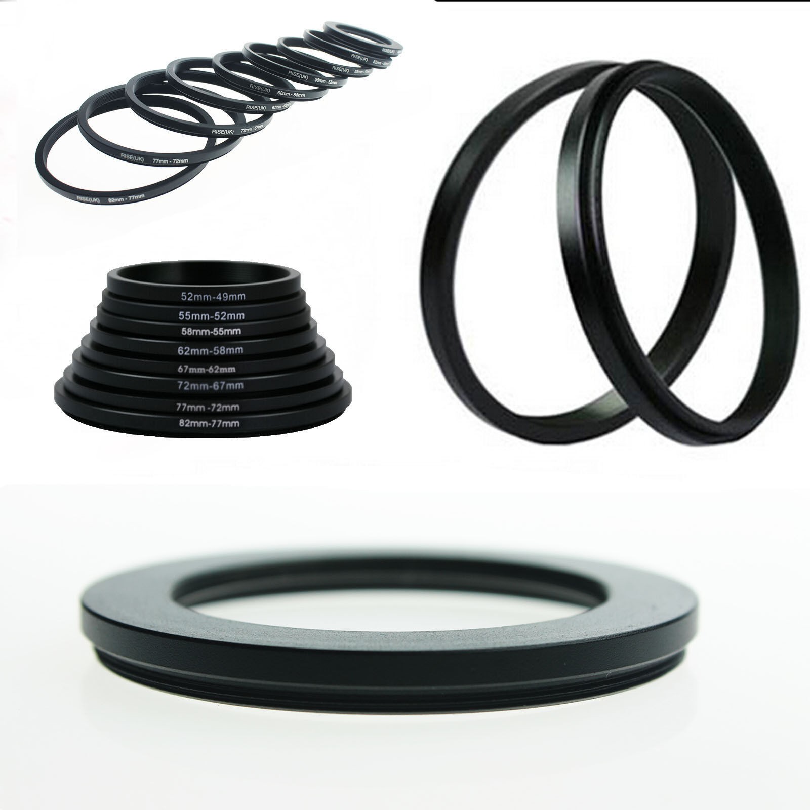 RISE(UK) 77mm-77mm 77-77 mm 77 to 77 Extend ring  Filter Adapter black metal