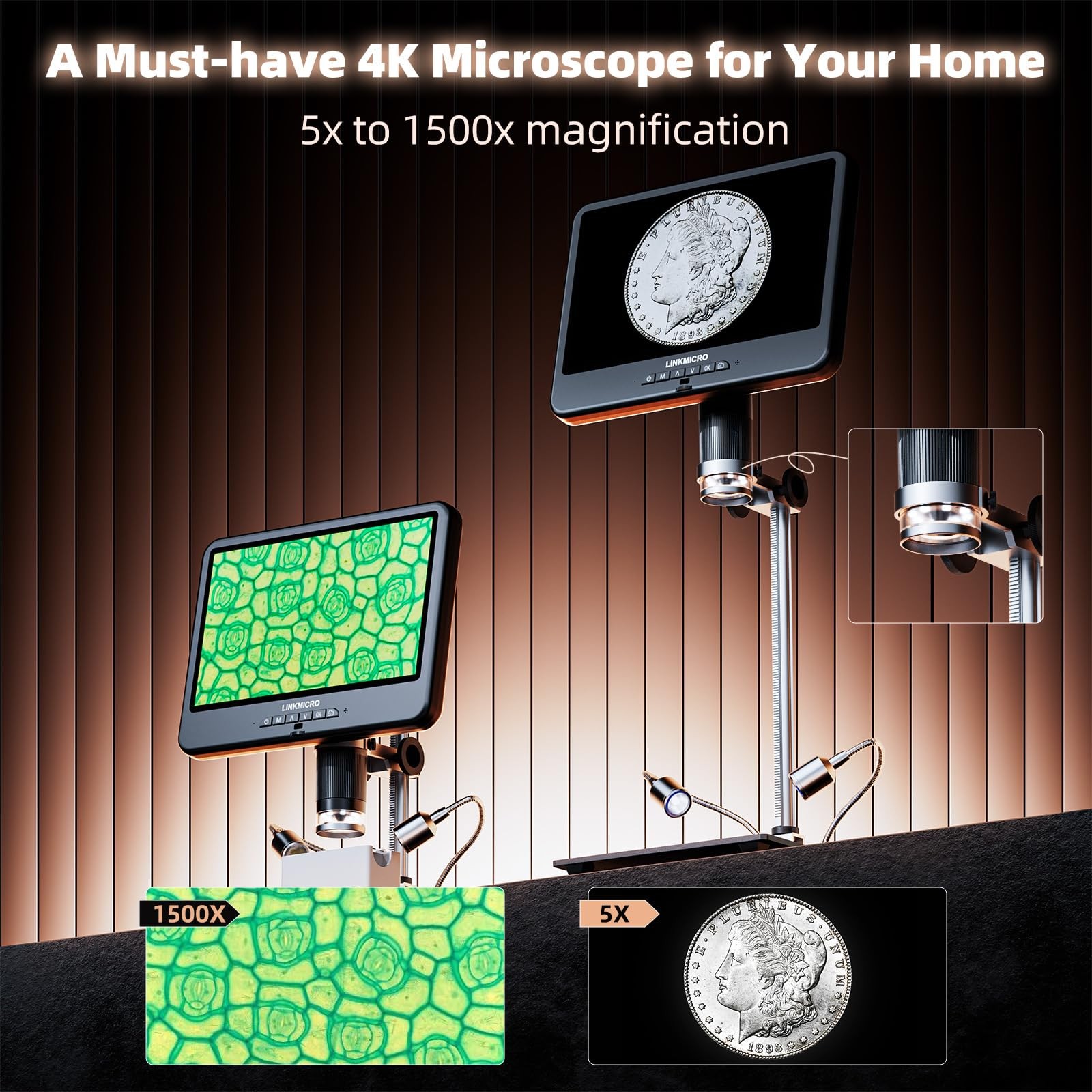 4K 30FPS HDMI Digital Microscope with 10.1'' Screen for LM208S, BLACK