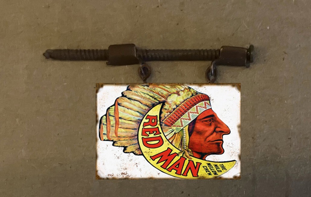 METAL HO SCALE HANGING BUILDING SIGN RED MAN TOBACCO STORE GAS STATION HOH31