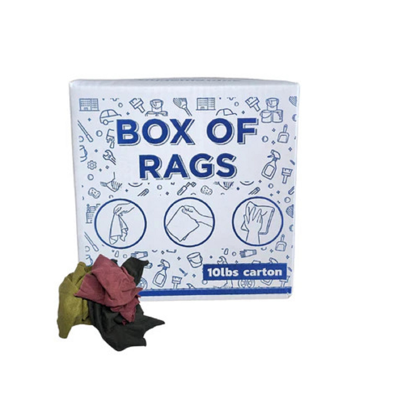 Color Fleece Cotton Wiping Rags 10 lbs. Box Multipurpose Cleaning Cloth