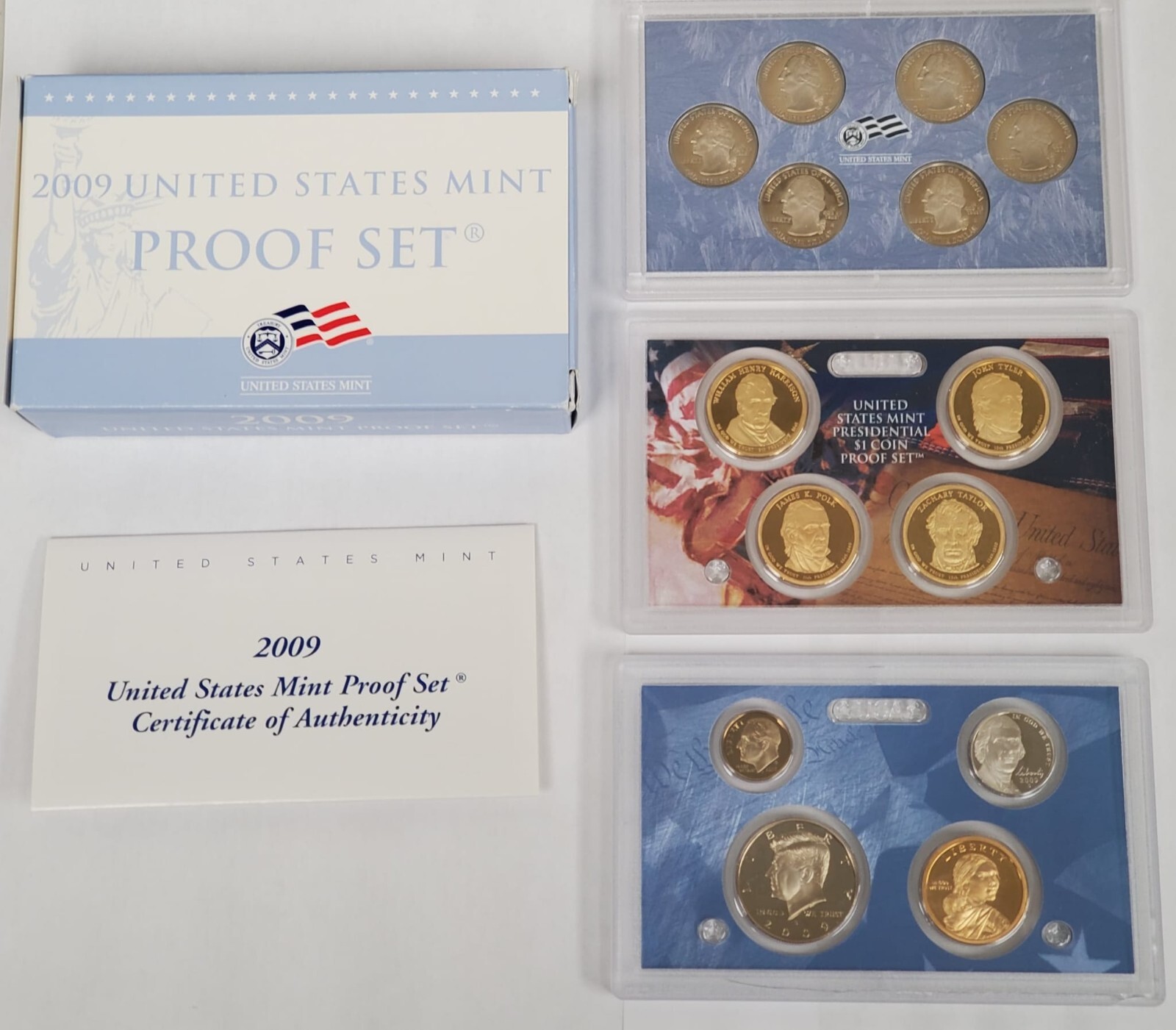 2009 S US Mint Proof 14 Coin Set (Missing Pennies) Including Original Box & COA