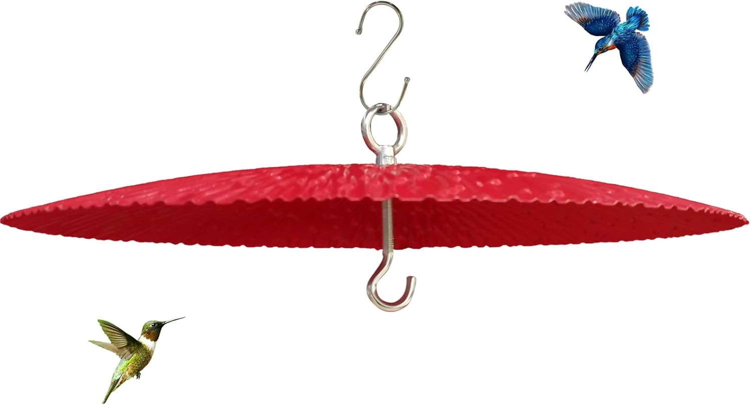 13" Bird Feeder Baffle, Metal Hummingbird Rain Guard, red-1pack