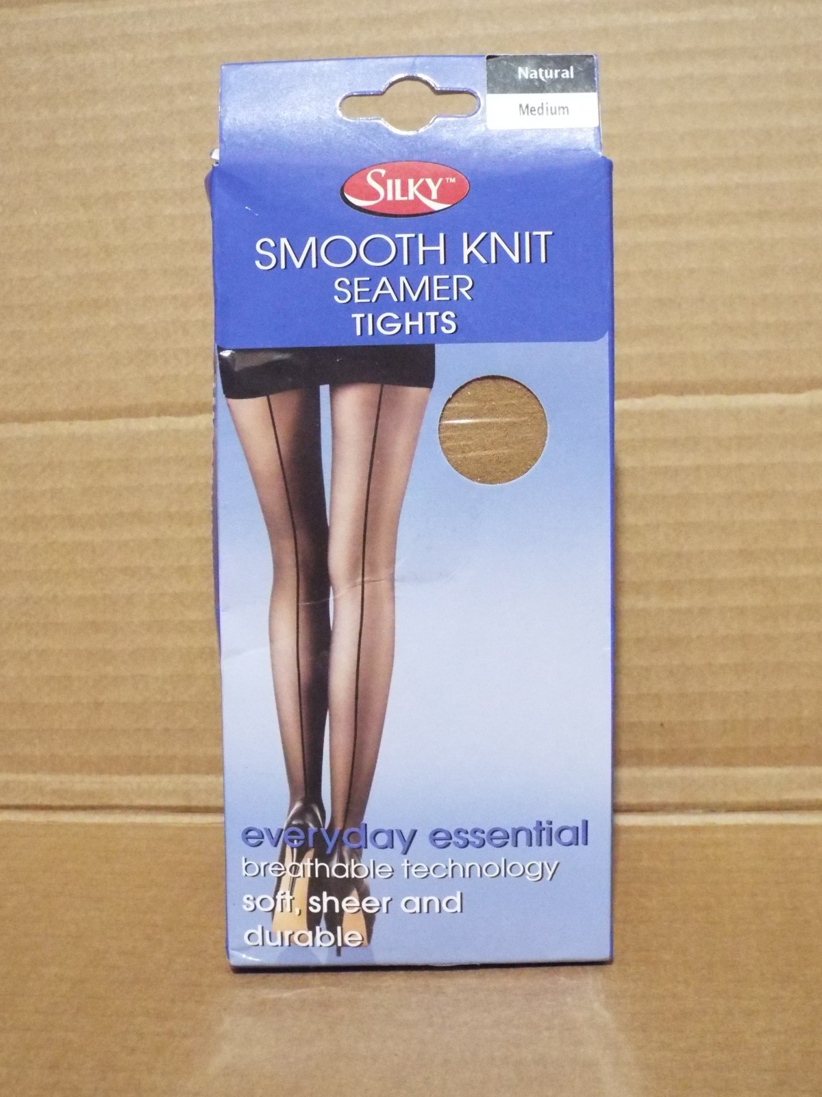 Silky Seamed Tights - Medium  - Natural - New