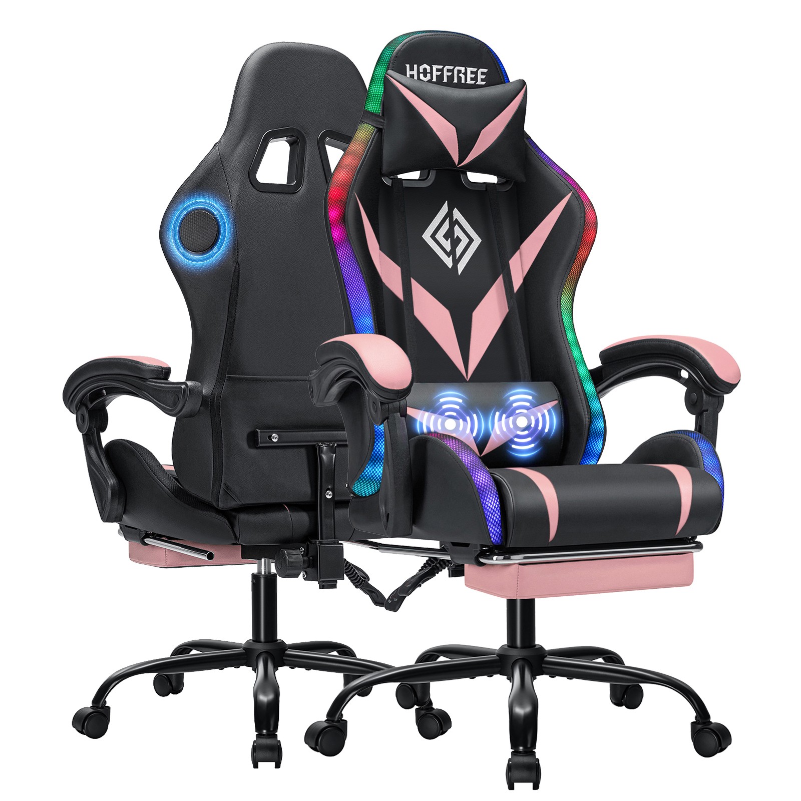 LED RGB Computer Gaming Chair Ergonomic Office Chairs Recliner Speaker Bluetooth