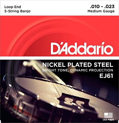 D'Addario EJ61 5-String Banjo Strings, Nickel, Medium 10-23