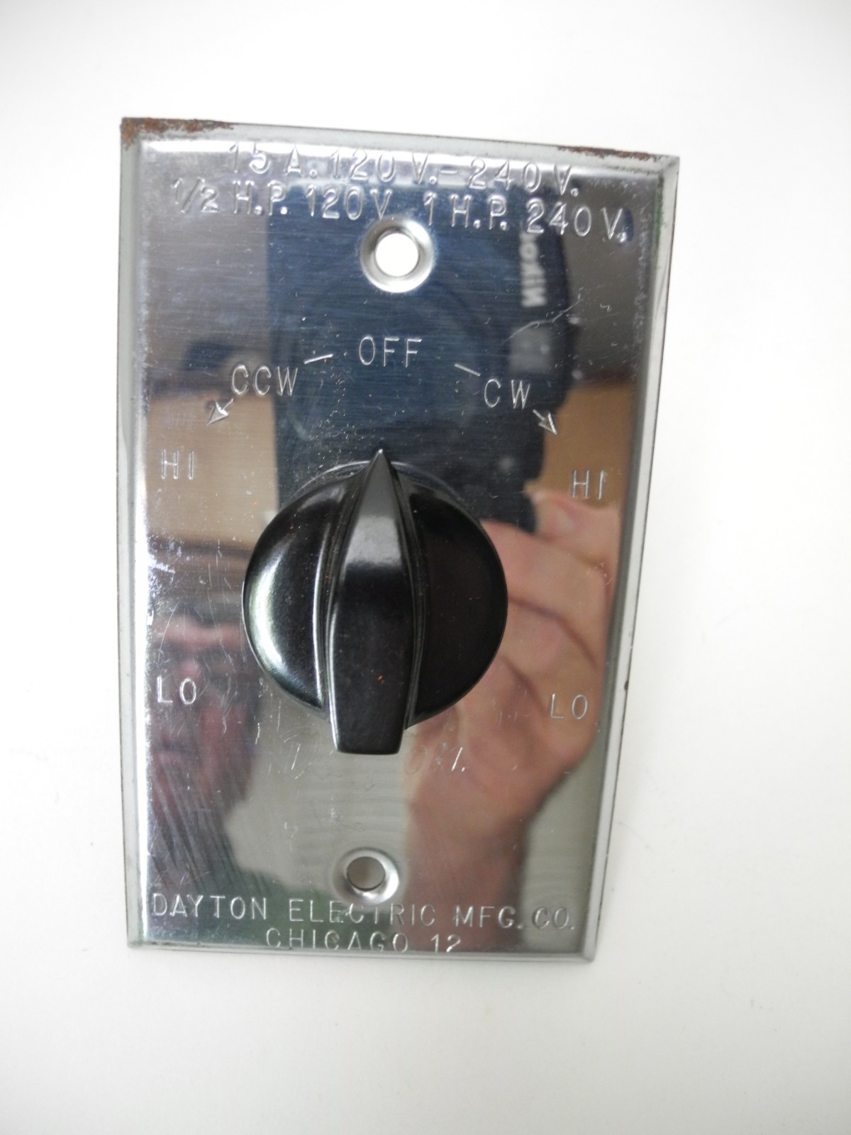 Dayton Speed Control, Adjustable Hi/low Rotary Switch with Plate Cat. No. 2X-703