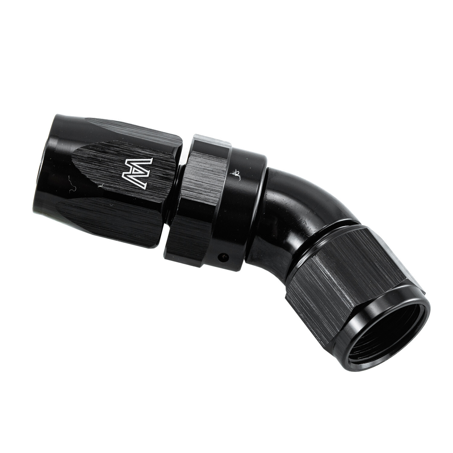 Black -AN8 45° Full Flow Hose End Fitting 100 Series Braided
