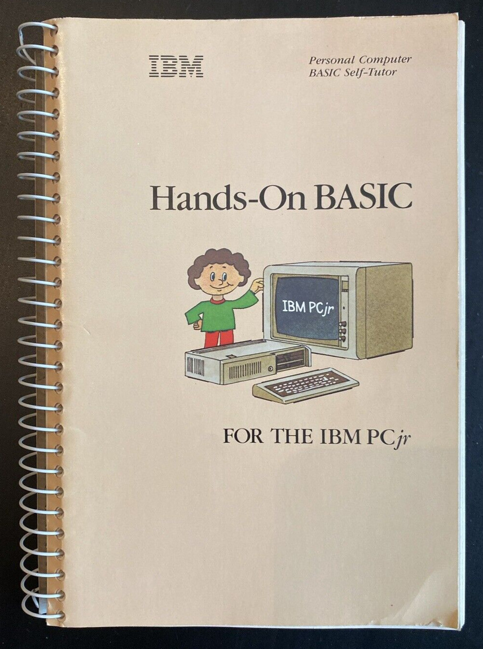VTG 1983 IBM "Hands On BASIC For The IBM PCjr" Self Tutor Manual 9"x7" 433 p EUC