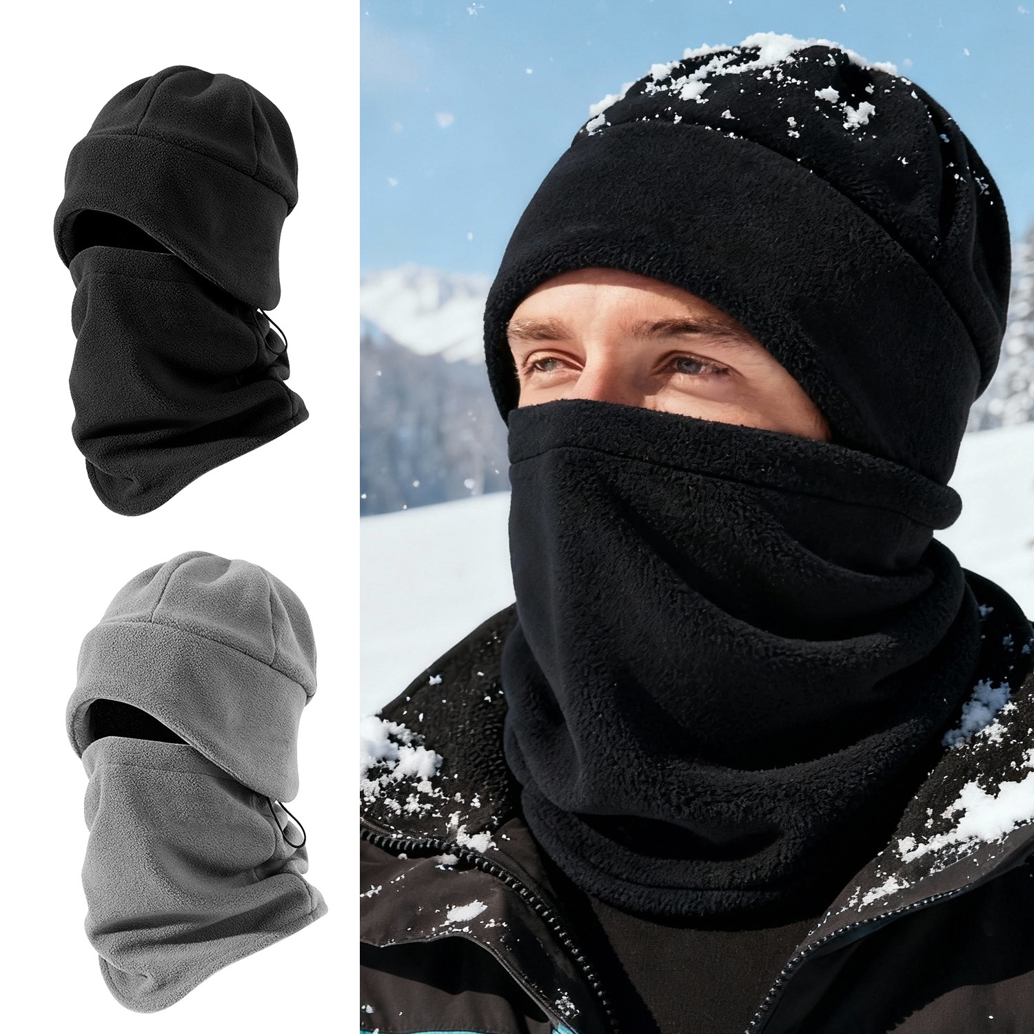 Winter Fleece-Lined Beanie & Scarf Set - Warm Thick Knit Hat with Ear Protection
