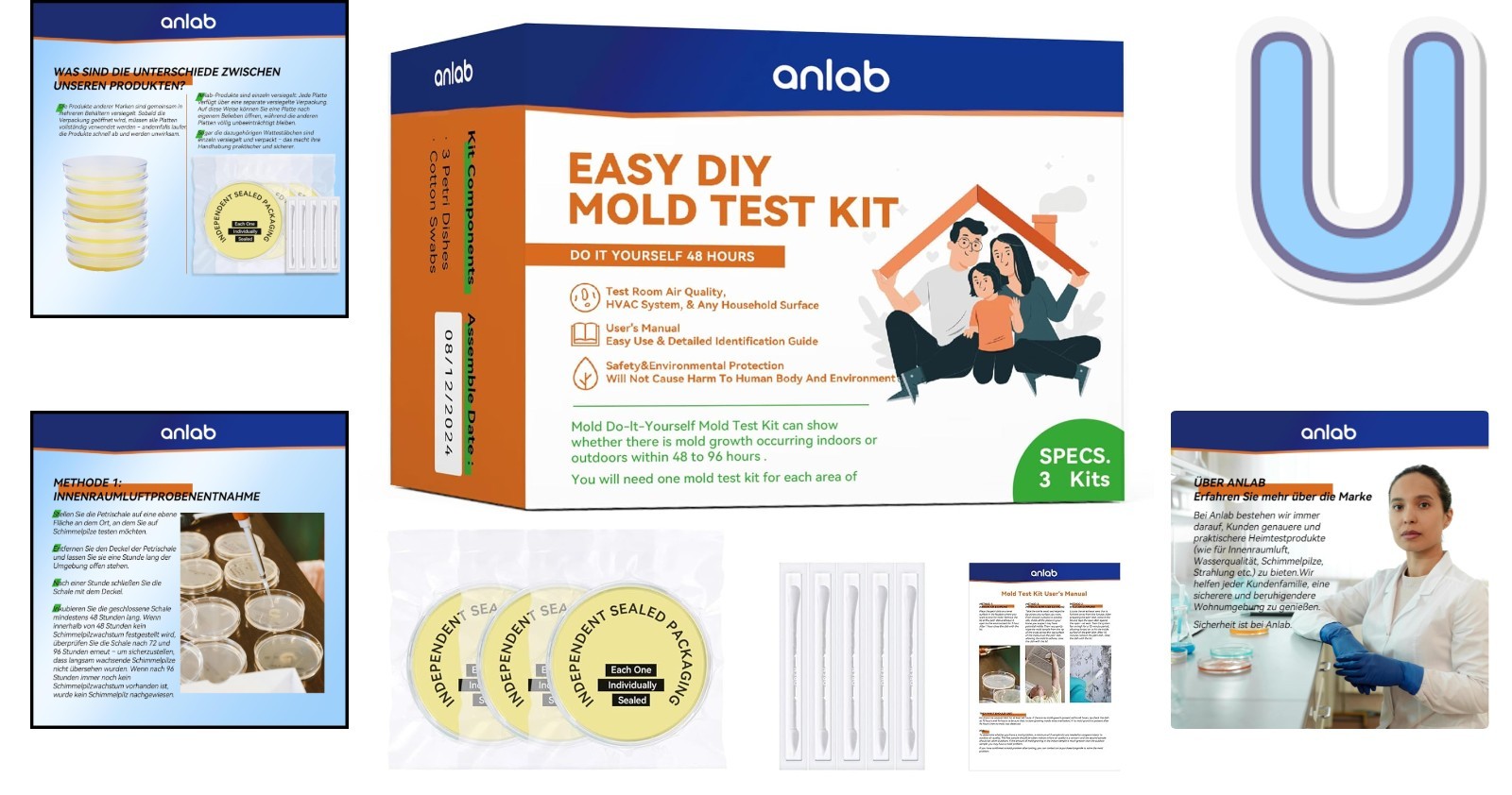 Comprehensive Indoor Mold Testing Kit - 3 Individually Sealed Tests Included