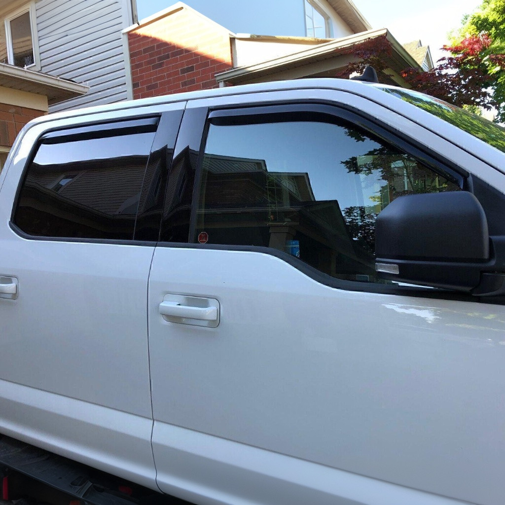 For 2015-2025 Ford F150 Crew Cab In-Channel Window Vent Visors Rain Guard Tinted