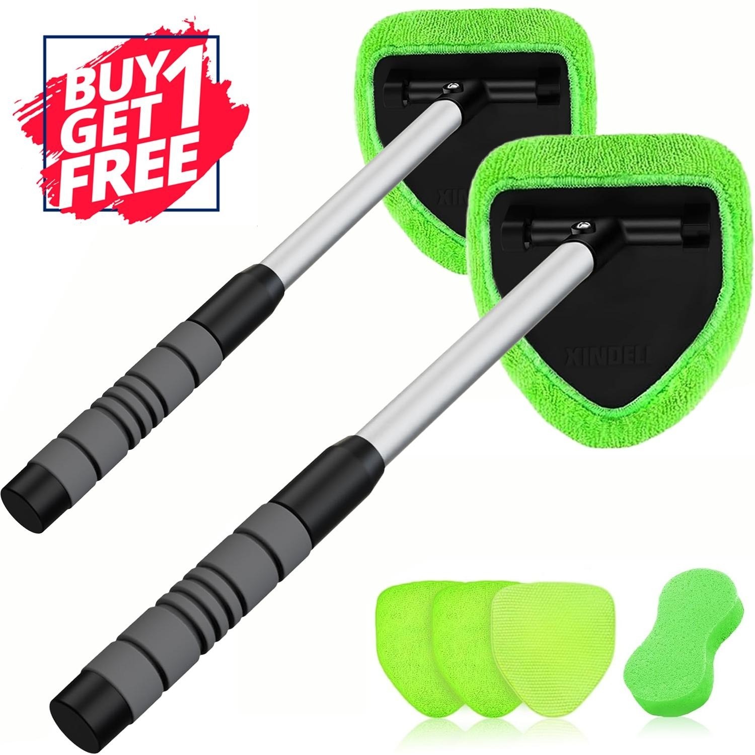 2 Pack Window Windshield Cleaning Tool Microfiber Car Wiper Cleaner Glass Brush