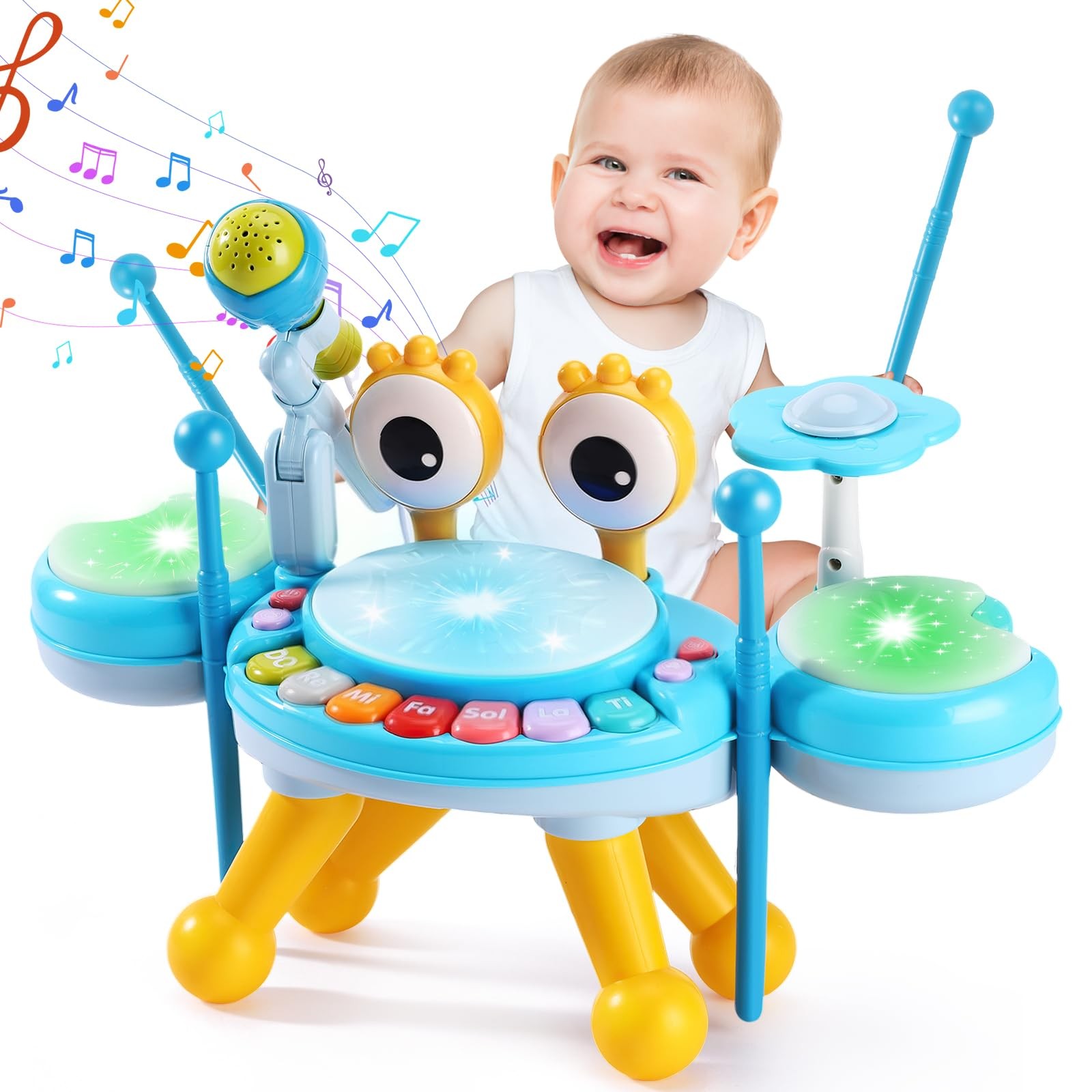 Resosese Toddler Drum Set 1-3 Year Old, Baby Drum Set Kids 1 2 3, Montessori
